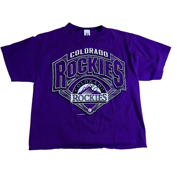 Vtg Colorado Rockies T-Shirt Size Large Logo 7 Short Sleeve Logo Graphic - Picture 1 of 8